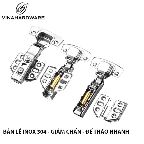 Bản lề giảm chấn Inox 304 - Đế tháo nhanh - 1201.4.07031