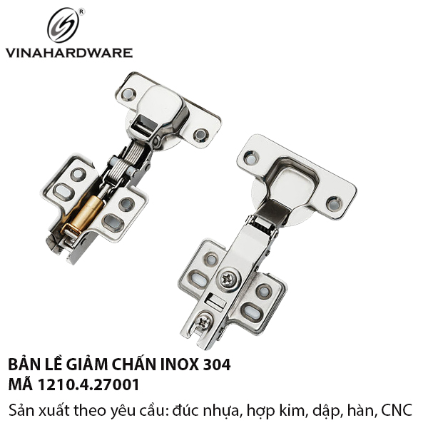 Bản lề bật giảm chấn Vinahardware, dập inox 304 - H0020A