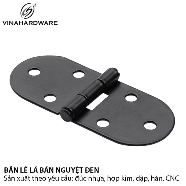Bản lề lá bán nguyệt sắt sơn đen Vinahardware 1260.1.01006
