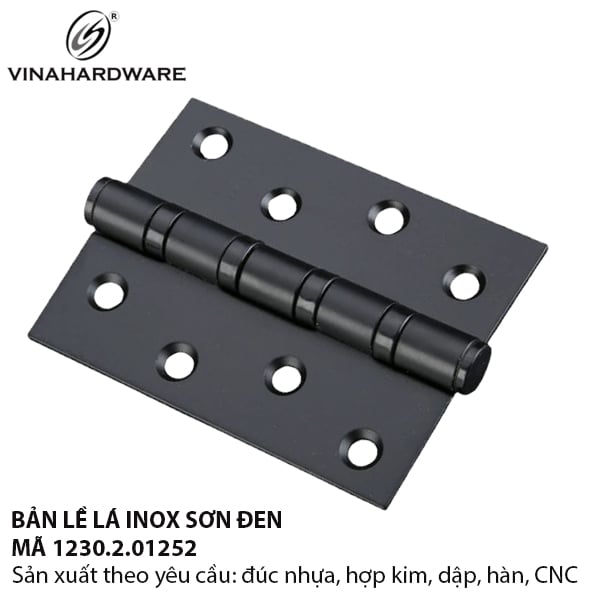 Bản lề lá inox 201 Vinahardware, màu đen - 1230.2.01252