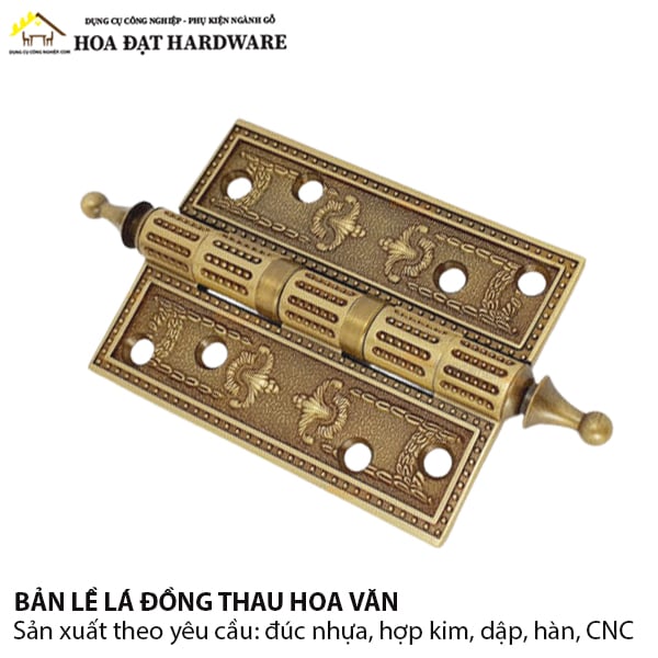 Bản lề lá đồng thau hoa văn - 1230.4.11397