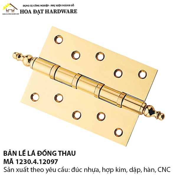 Bản lề lá đồng thau hai đầu nhọn - 1230.4.12097