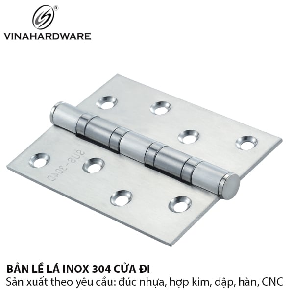 Bản lề lá Vinahardware kích thước 102x76x3mm inox 304 1230.4.76003