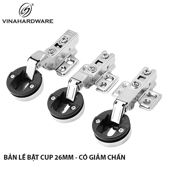 Bản lề giảm chấn cup 26mm - Cửa tủ kính - 1204.4.05011