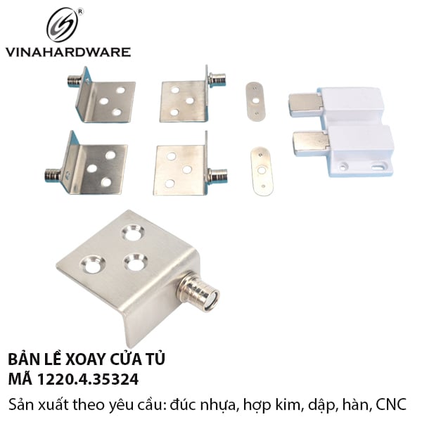 Bản lề xoay góc tủ Vinahardware, loại đôi, màu trắng - 1220.4.35324