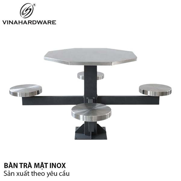 Bộ bàn ghế ăn ngoài trời 4 chỗ, inox 304 Vinahardware - VNH082624