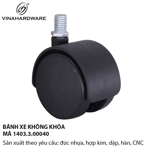 Bánh xe nhựa ty ren không khóa – Phi 40mm / 50mm - Mã 1403.3.00540