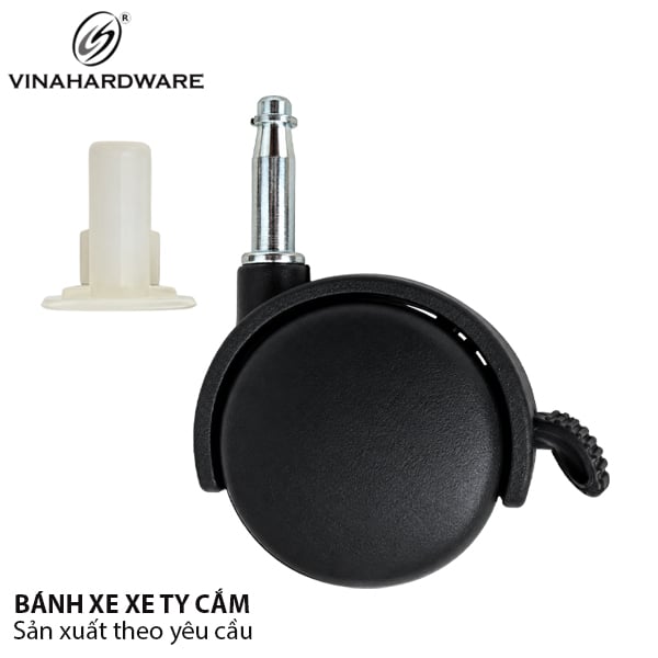 Bánh xe nhựa, loại tyren trơn, có khóa, màu đen Vinahardware - CT8238CK