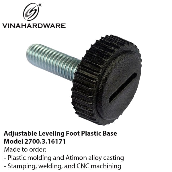 Chỉnh chân bàn 1 vạch 1/4 Vinahardware, màu đen-TA615T1P4