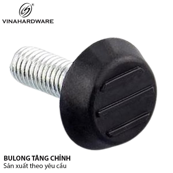 Chỉnh chân bàn 3 vạch màu đen Vinahardware loại 1/4*25mm, đế nhựa 6x21mm
