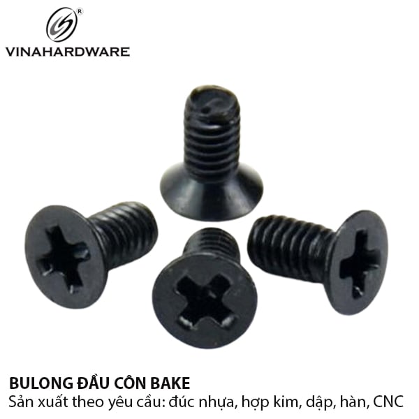 Bulong đầu côn bake M4 màu đen Vinahardware - 8101.0.04101