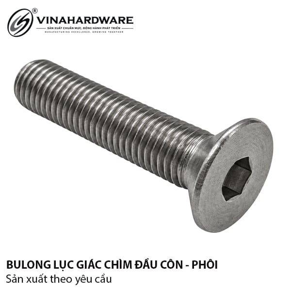 Bulong lục giác chìm đầu côn M6, hàng phôi Vinahardware - HSS615285P