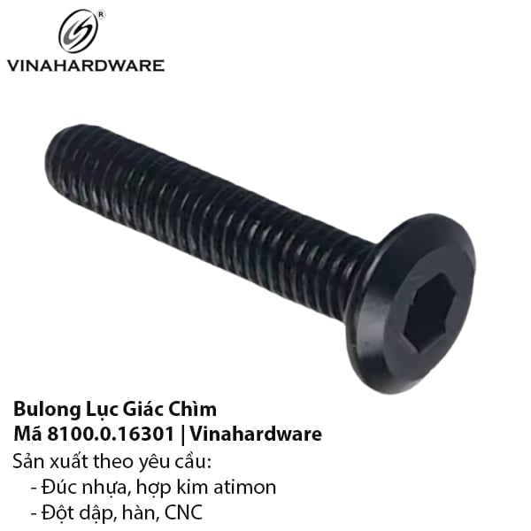 Bulong lục giác chìm đen M8x50 Vinahardware - HSS850B30