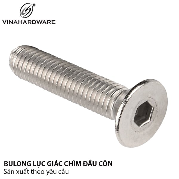 Bulong lục giác chìm đầu côn Vinahardware loại M6, màu trắng - HDSB314