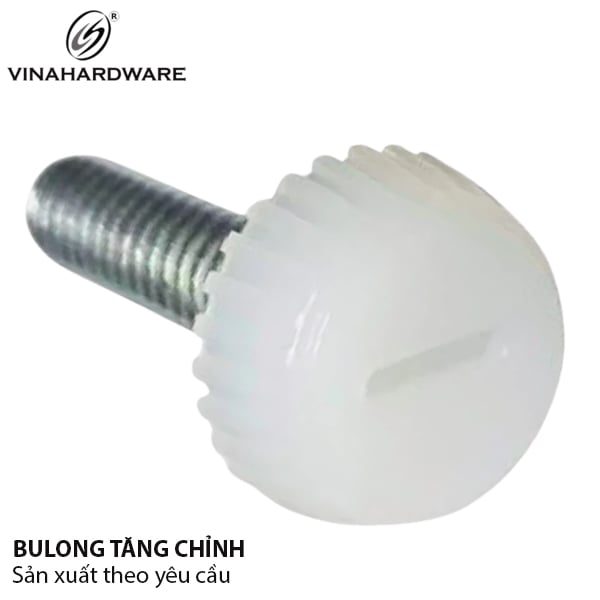 Chỉnh chân bàn Vinahardware kích thước 6x15 đế tròn 7x20mm màu trắng