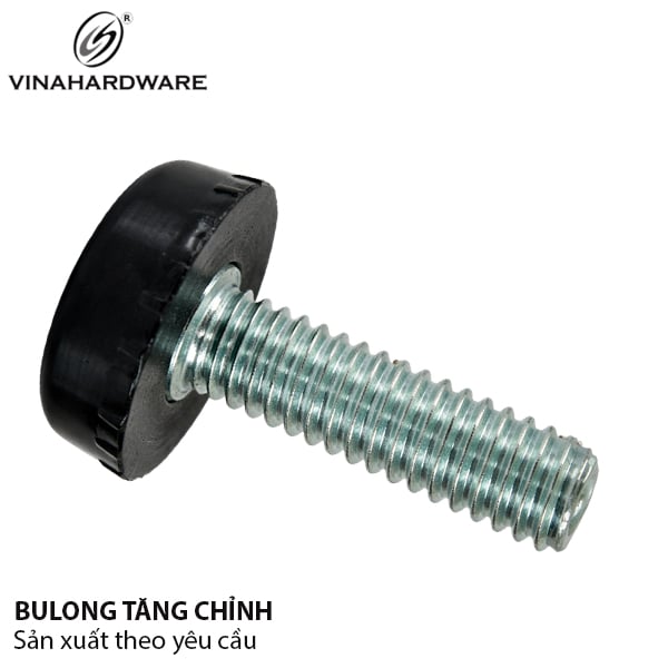 Chân tăng chỉnh 1/4x28m  Vinahardware, đế phi 15x7mm, màu đen - TA1428T15K