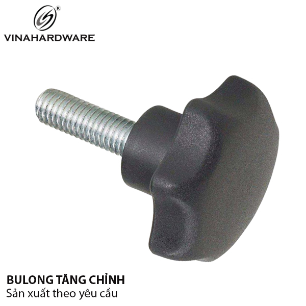 Bulong núm nhựa vặn tay Vinahardware loại M6, M8, loại đầu bầu, màu đen