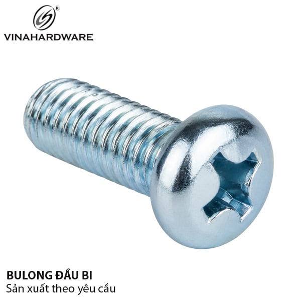 Bulong đầu tròn bake M6, màu trắng Vinahardware - FB615Z