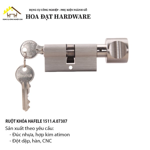 Ruột khóa cửa phòng 60mm một đầu vặn một đầu chìa Hafele - KT96307