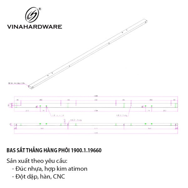 Thanh sắt Vinahardware, hàng phôi - VNH255012R540