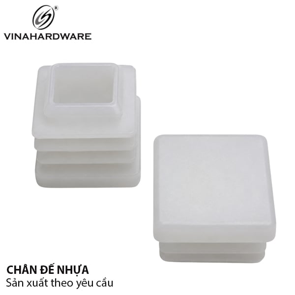 Chân đế nhựa vuông Vinahardware, màu trắng-PB25W