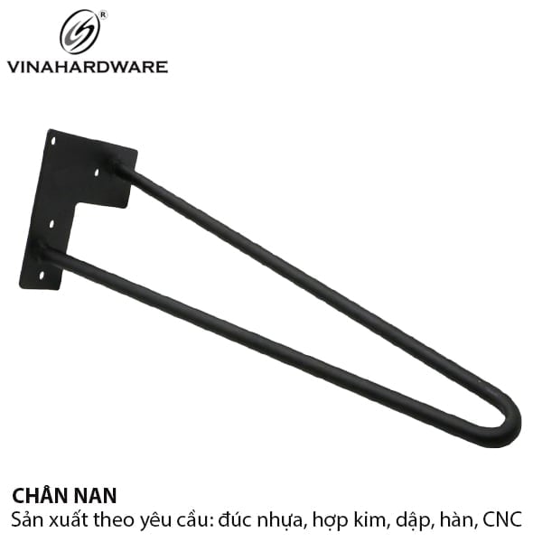 Chân sắt hai nan Vinahardware, phi 8, sơn đen mờ - VNH2208367B