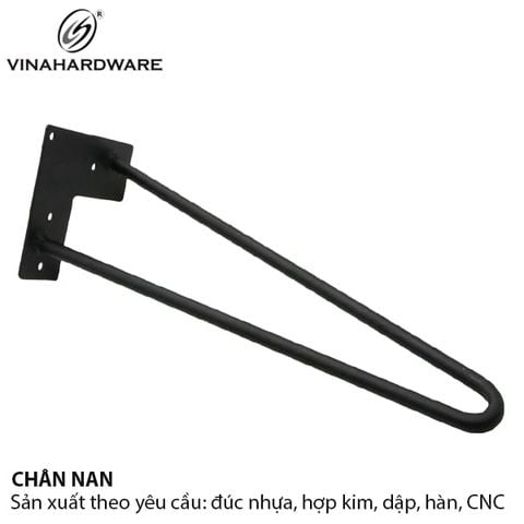Chân sắt hai nan Vinahardware 355mm phi 10, sơn đen mờ - VNH35510B