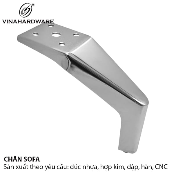 Chân kiềng sofa Vinahardware loại 150mm, màu trắng nikel - TA150NK