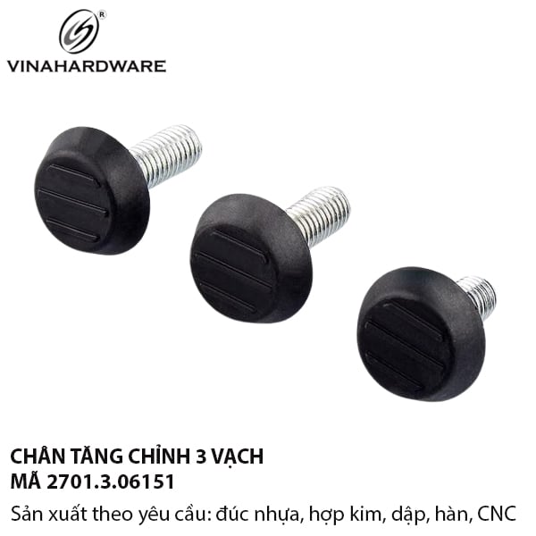 Chỉnh chân bàn 3 vạch Vinahardware màu đen - Mã 2701.3.06151