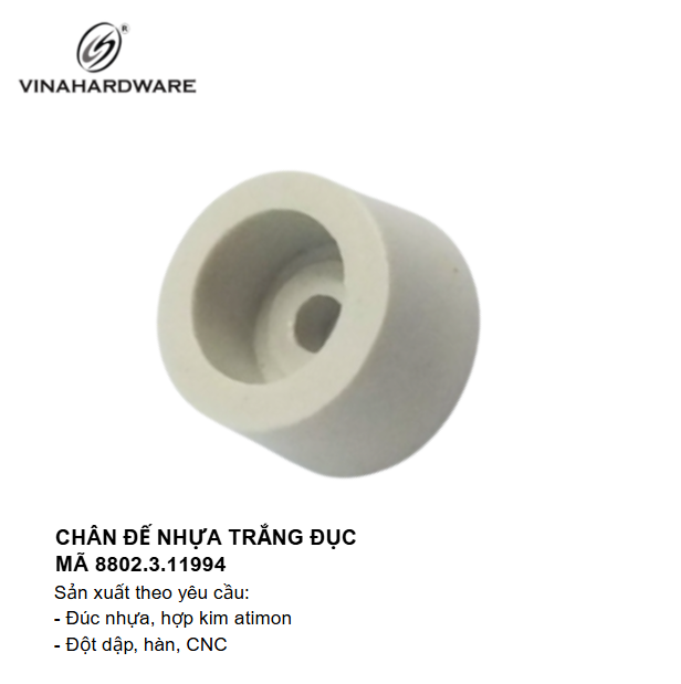 Chân đế nhựa phi 19, trắng đục Vinahardware - Mã 8802.3.11994