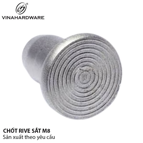 Chốt tán rive sắt có vân tròn Vinahardware loại 8x15 đầu 14, đặc ruột không xi - VNH2208345