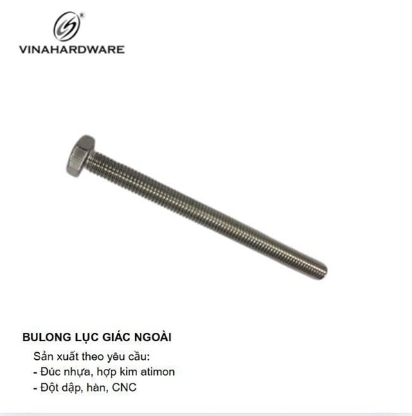 Bulong lục giác ngoài, màu nikel Vinahardware - BHO8100NK -HDSB478