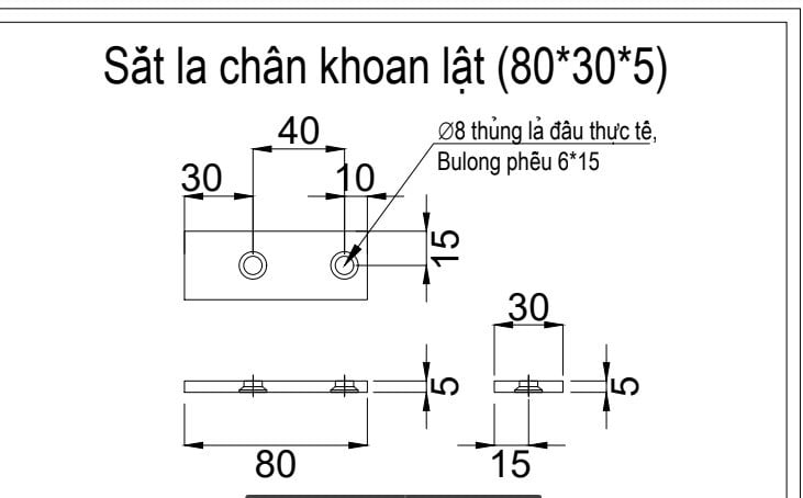 Pat ( Bas) sắt 80x30x5, tâm lỗ vis 40mm, sơn đen mờ - VNH29236508