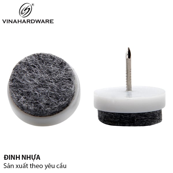 Đinh nhựa phi 20, đế có nỉ xám, màu trắng Vina - DN20X