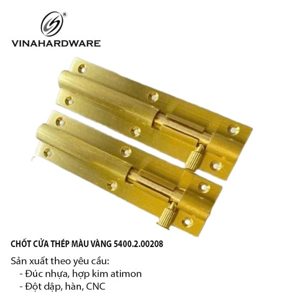 Chốt cửa thép mạ màu vàng Vinahardware - DCI028V