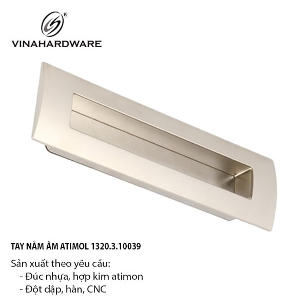 TAY NẮM ÂM HỢP KIM ATIMON 100×33MM – MÀU NIKEN – VINAHARDWARE – 1320.3.10039