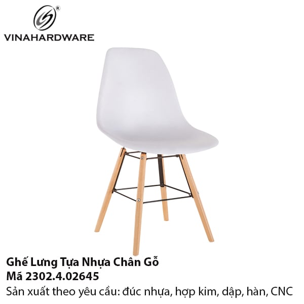 Ghế Lưng Tựa Nhựa Chân Gỗ – Mã 2302.4.02645