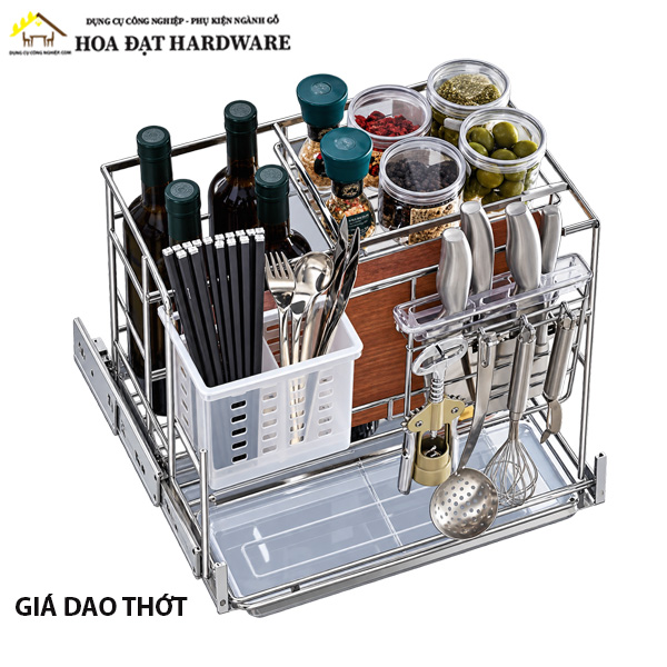 Giá dao thớt inox nan vuông ray giảm chấn - 4100.4.97300