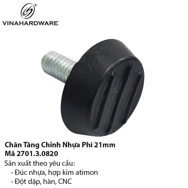 Chỉnh chân bàn 3 vạch 8x20mm , đế nhựa 23x8mm TA820B238