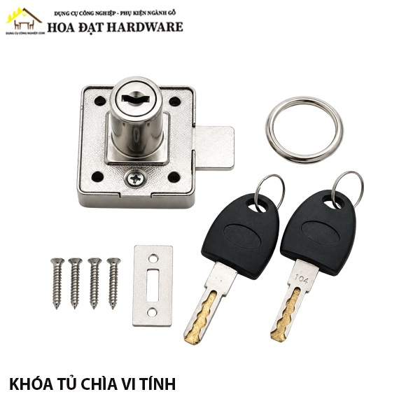 Khóa tủ kính đơn, chìa nhựa đen - KT3624