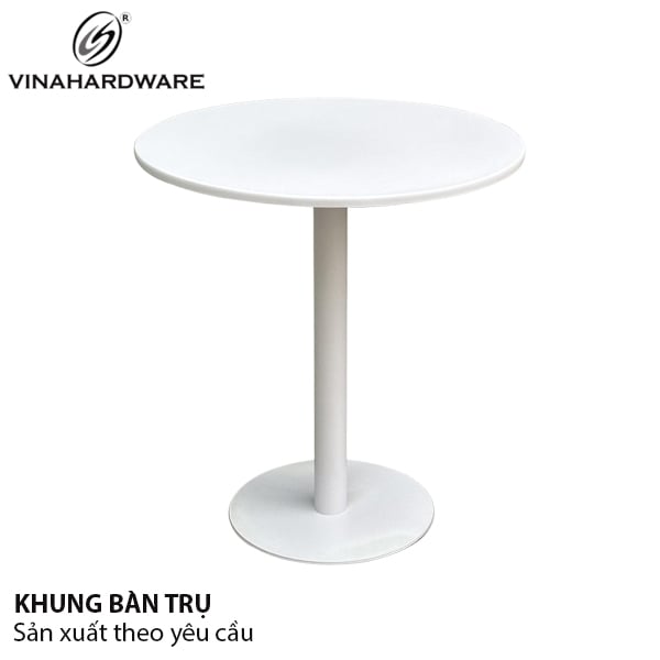 Khung bàn cafe chân thép, mặt bàn MDF, sơn trắng Vinahardware - VNH072024