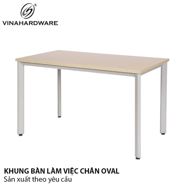 Khung bàn làm việc văn phòng, bàn giáo viên, chân oval sơn trắng Vinahardware - VNH084114