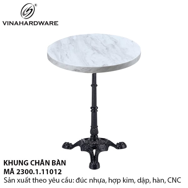 Khung bàn cafe chân trụ gang đúc, mặt đá Marble Vinahardware - Mã  2300.1.11012