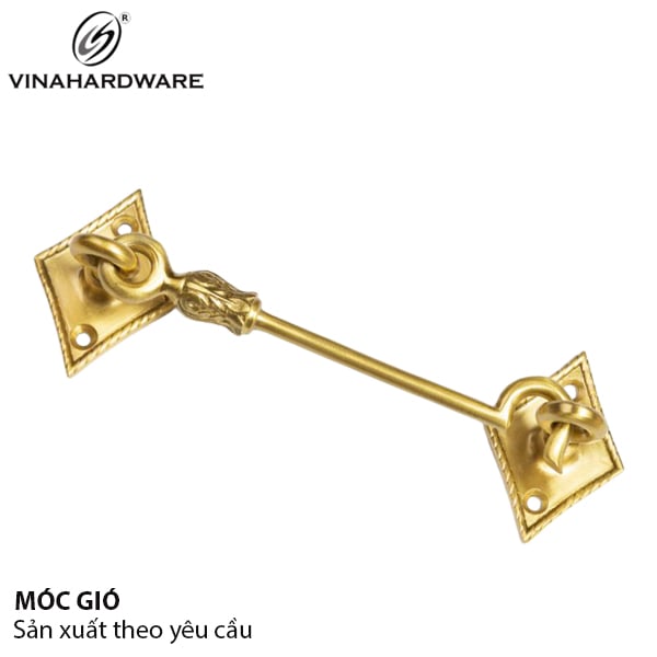 Móc gió cửa Vinahardware kích thước 176x42x34mm, chất liệu đồng thau VNH1764234