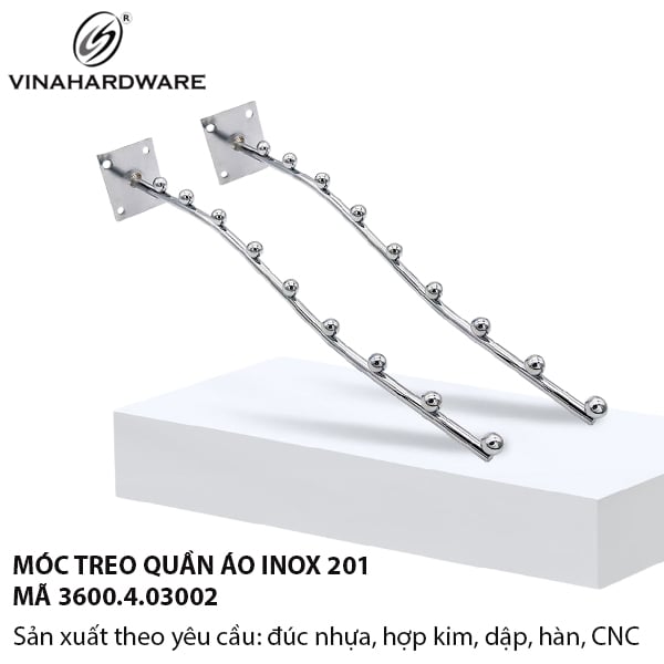 Móc treo quần áo dài 300 - 400mm Vinahardware inox 201 - Mã 3600.4.03002