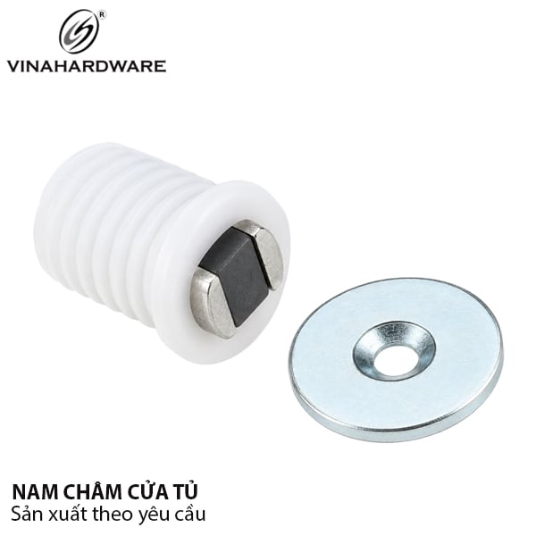 Nam châm âm cửa màu trắng dài 19mm, phi 14mm VNH M397W