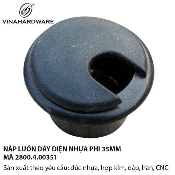 Nắp Luồn Dây Điện Nhựa Màu Đen Phi 35mm – Vinahardware | Mã 2800.4.00351