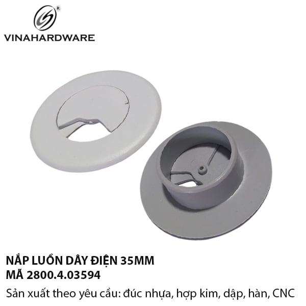 Nắp Luồn Dây Điện Nhựa Màu Xám Phi 35mm – Vinahardware | Mã 2800.4.03594