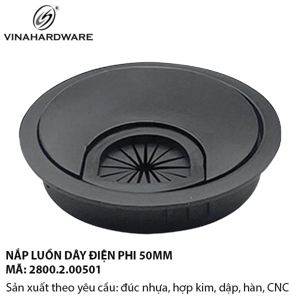 Nắp Luồn Dây Điện Hợp Kim Ø50mm – Điện Di Đen – Mã 2800.2.00501