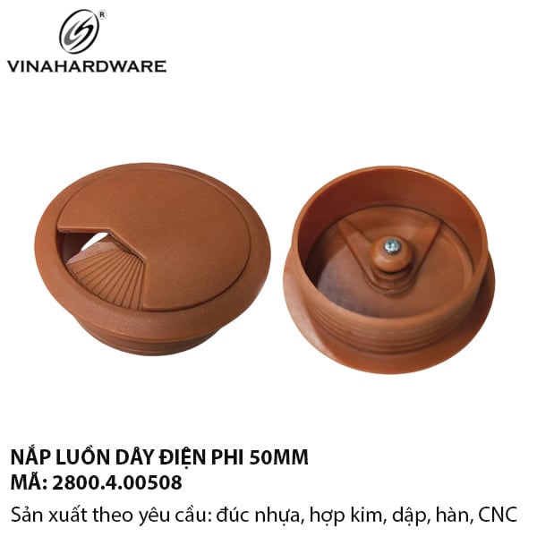 Nắp Luồn Dây Điện Nhựa Màu Nâu Ø50mm – Mã 2800.4.00508
